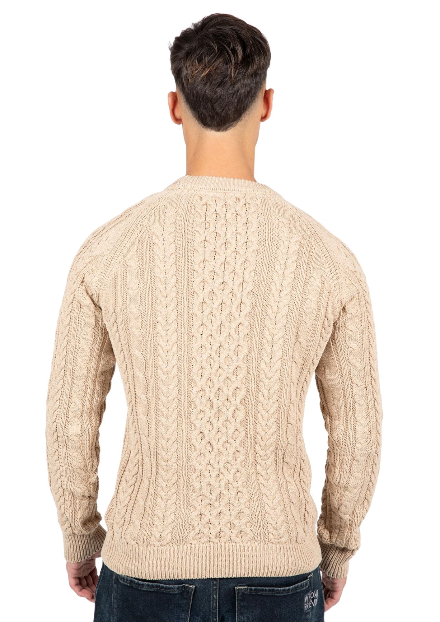 CORBY CABLE KNIT SWEATER - BEIGE